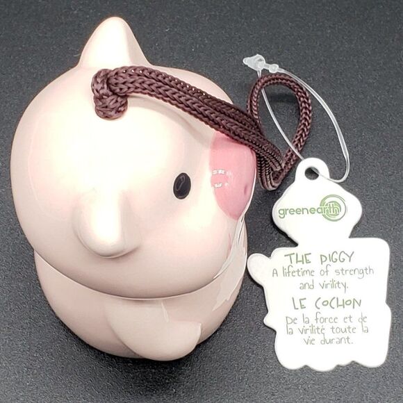 Green Earth Baby Bells Decorative Porcelain Pink Pig Hanging Bell Figurine (#1) - Picture 7 of 15